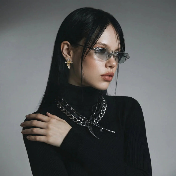 Gothic Rose Cross Studs Faith In the Fire