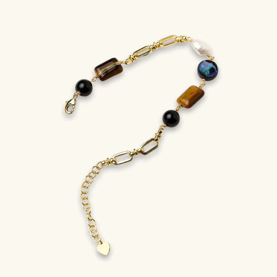 Gold chain bracelet with tiger&