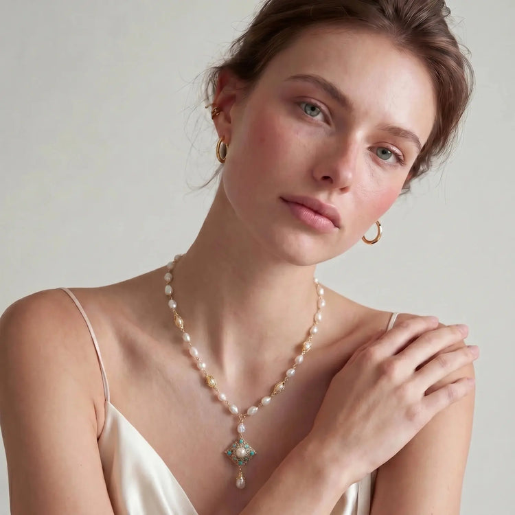 Celestial Pearl Drop Necklace Faith In the Fire