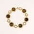 Gold-plated link bracelet with alternating brown tiger&