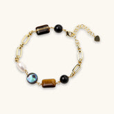 Gold chain bracelet with tiger&