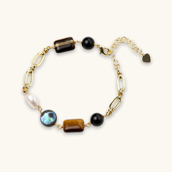 Gold chain bracelet with tiger&