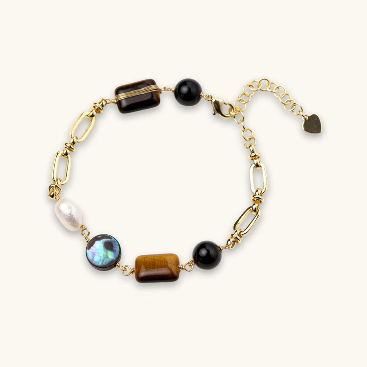 Gold chain bracelet with tiger&